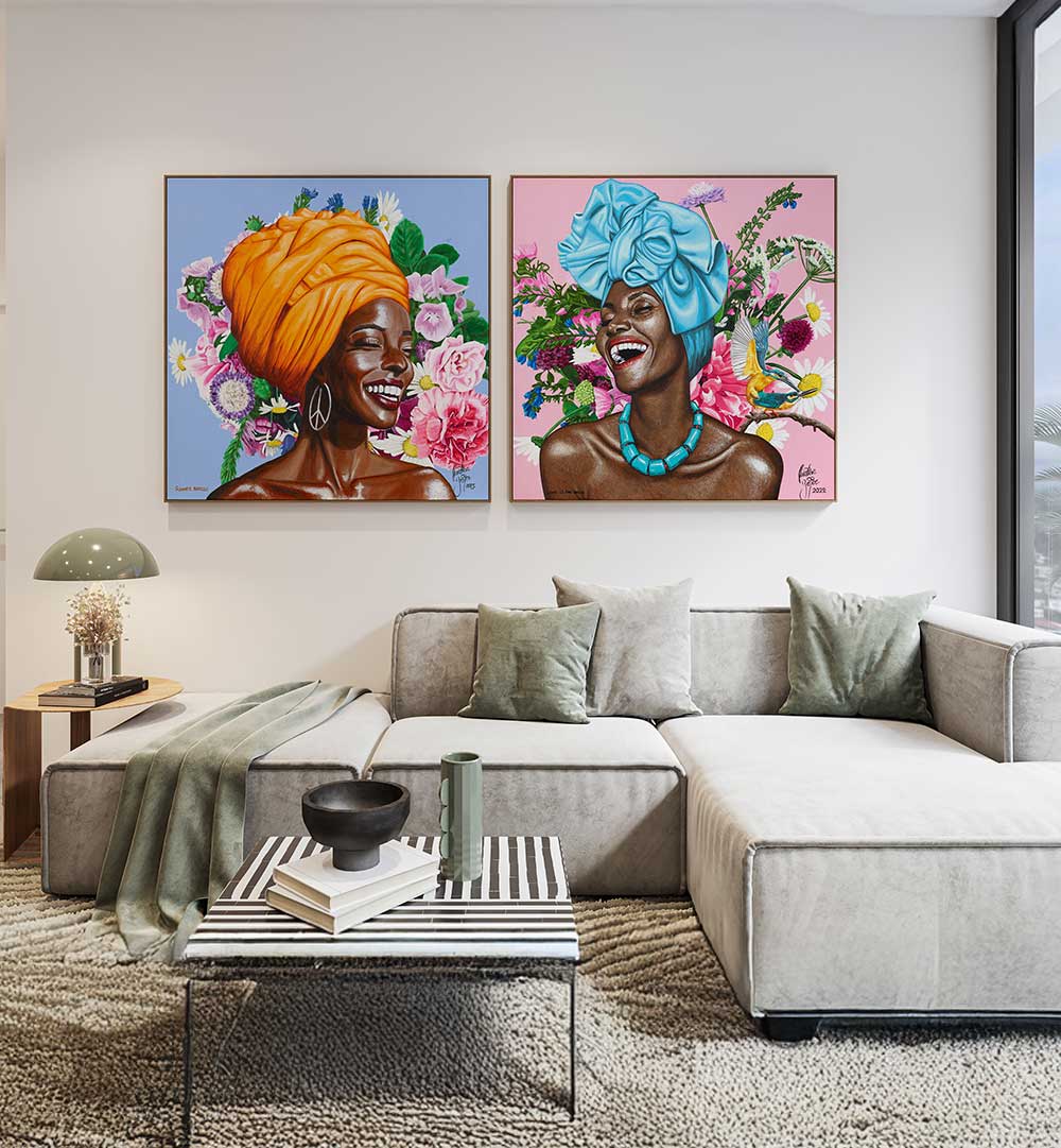 JOY IN FULL BLOOM SET , SET OF 2 PAINTINGS