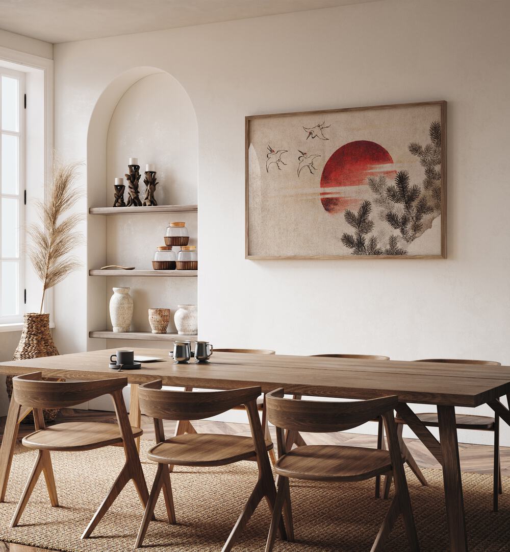 Katsushika Hokusai’s Birds and Sunset, vintage paintings showcase elegance and timeless beauty in any space.
