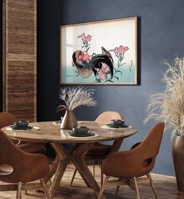 KATSUSHIKA HOKUSAI’S COCK AND FLOWER , VINTAGE PAINTINGS