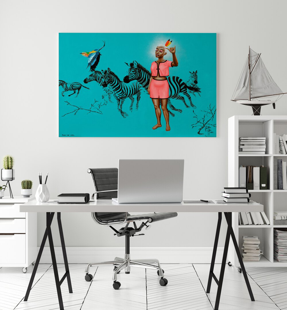 Vibrant "KEEP THE COOL, AFRICAN ART PAINTINGS" by Christian Beijer, elevating your space with captivating artistry.