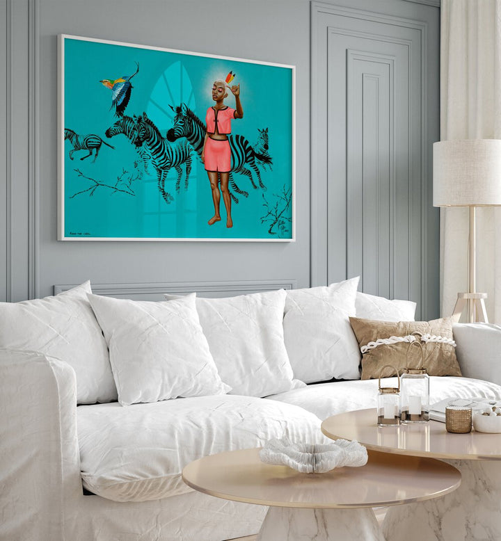 Vibrant KEEP THE COOL, AFRICAN ART PAINTINGS by Christian Beijer, enhancing modern interiors with bold colors and themes.