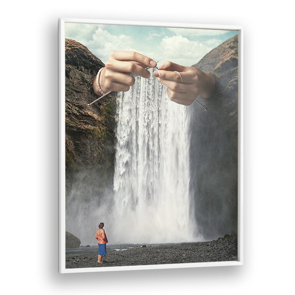 Knitted Waterfall, Surreal Art Prints by Vertigo Artography; a captivating blend of creativity and nature.