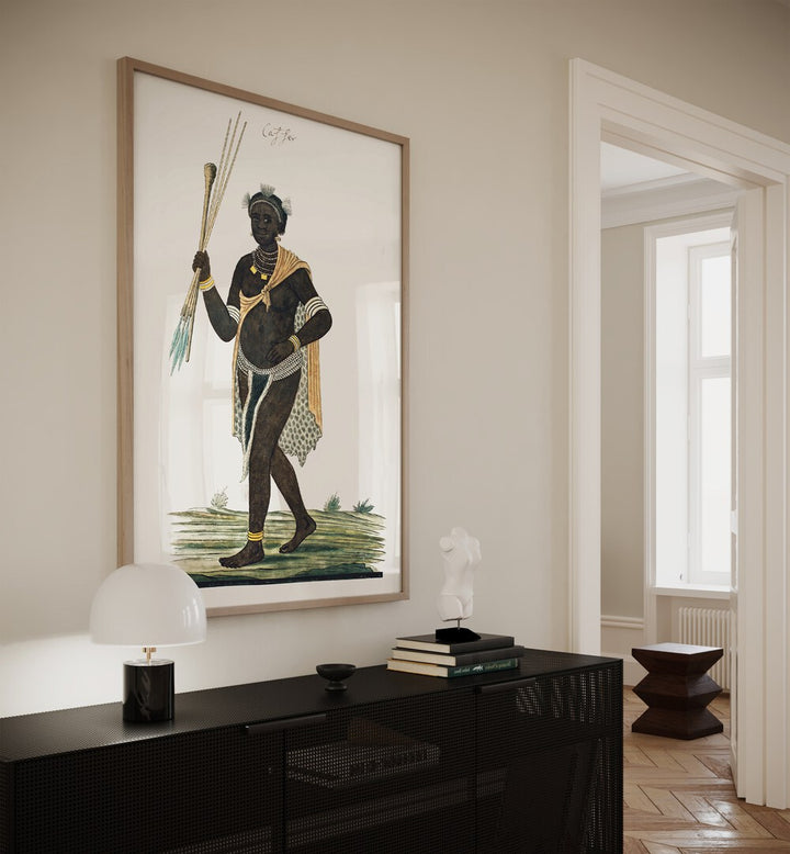 Stunning KNOBKERRIE, AFRICAN ART PAINTINGS showcasing a dynamic running man, celebrating African heritage and culture.