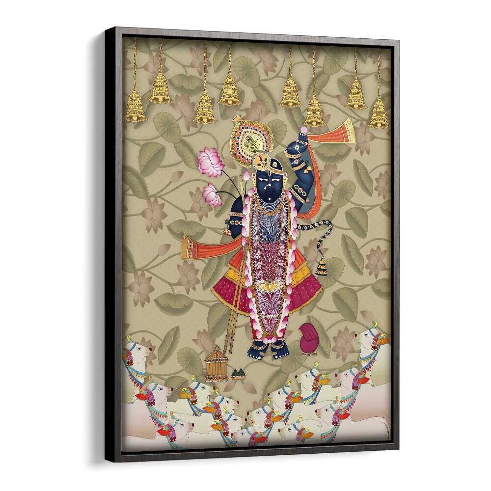 Captivating SHRINATHJI'S EMBRACE, INDIAN ART PAINTINGS, showcasing divine love and devotion in vibrant detail.