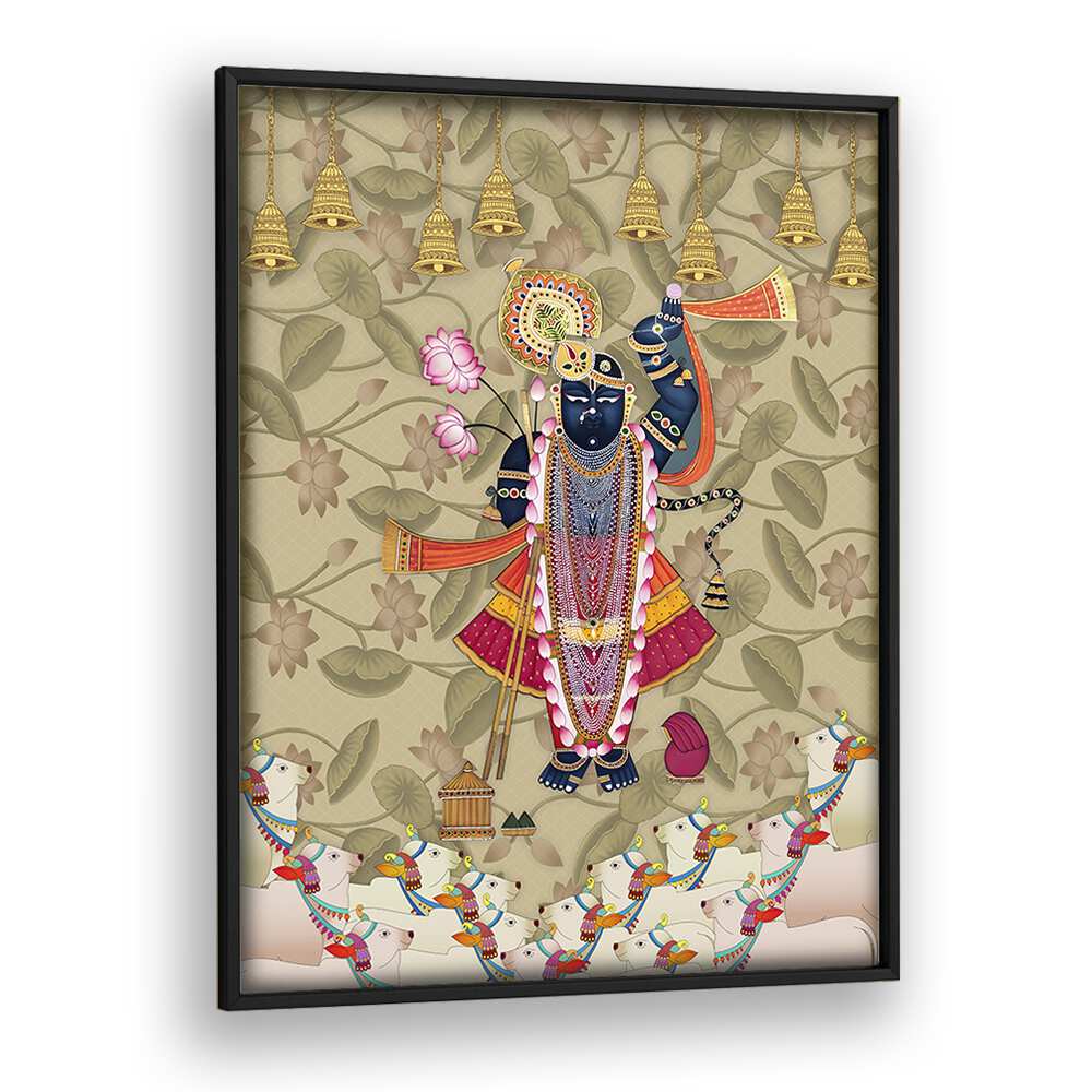 Experience divine love with SHRINATHJI'S EMBRACE, INDIAN ART PAINTINGS, capturing Lord Shrinathji's essence beautifully.