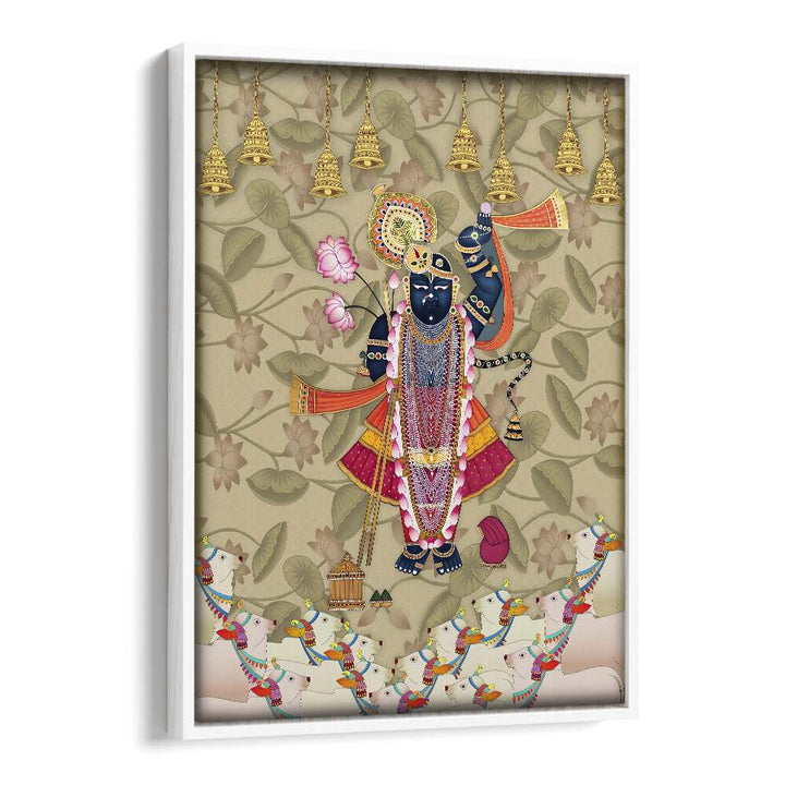 Krishna's Love: Shrinathji's Embrace, Indian art paintings showcasing divine devotion and beauty in vibrant colors.