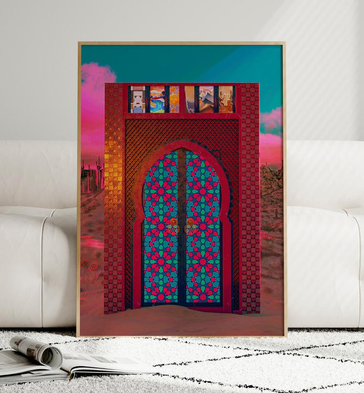KHALID'S DOOR, SURREAL ART PRINTS by Cosmo Zach features vibrant colors and intricate designs for a stunning decor piece.