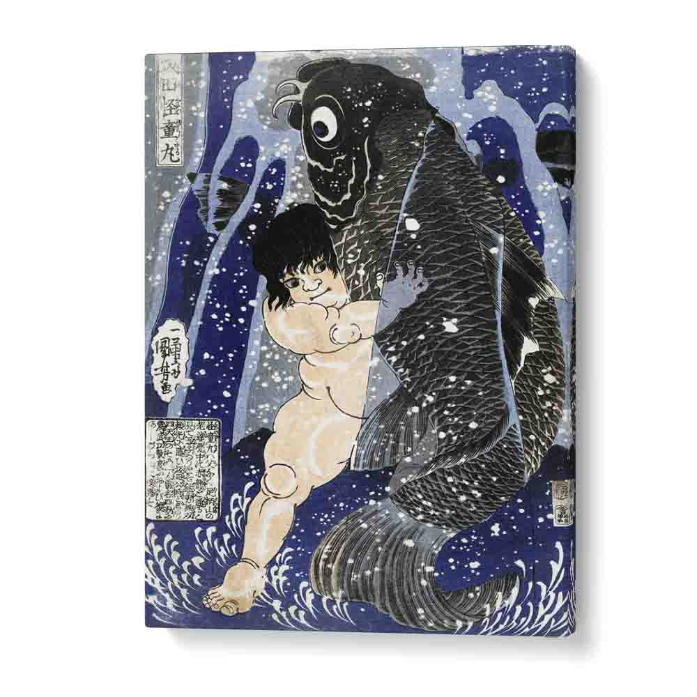 Kintaro Worstelend Met Karper 1834-1838 By Utagawa Kuniyoshi Japanese Paintings in Gallery Wrap