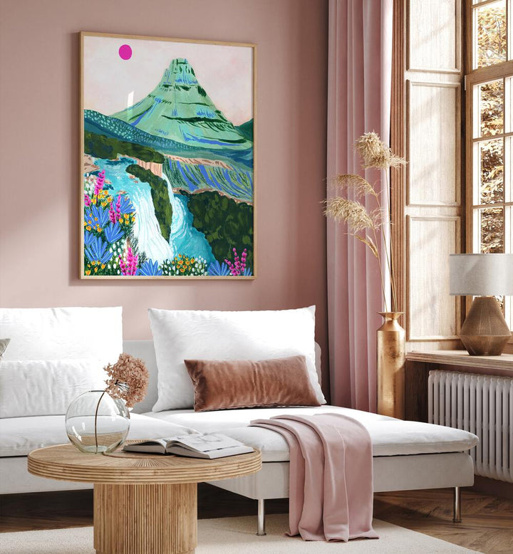 Vibrant KIRKJUFELL, LANDSCAPE PAINTINGS by Sarah Gesek, showcasing Iceland's beauty on premium canvas.