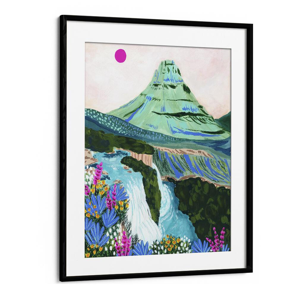 Vibrant KIRKJUFELL, LANDSCAPE PAINTINGS by Sarah Gesek showcase the stunning beauty of Iceland's iconic mountain.