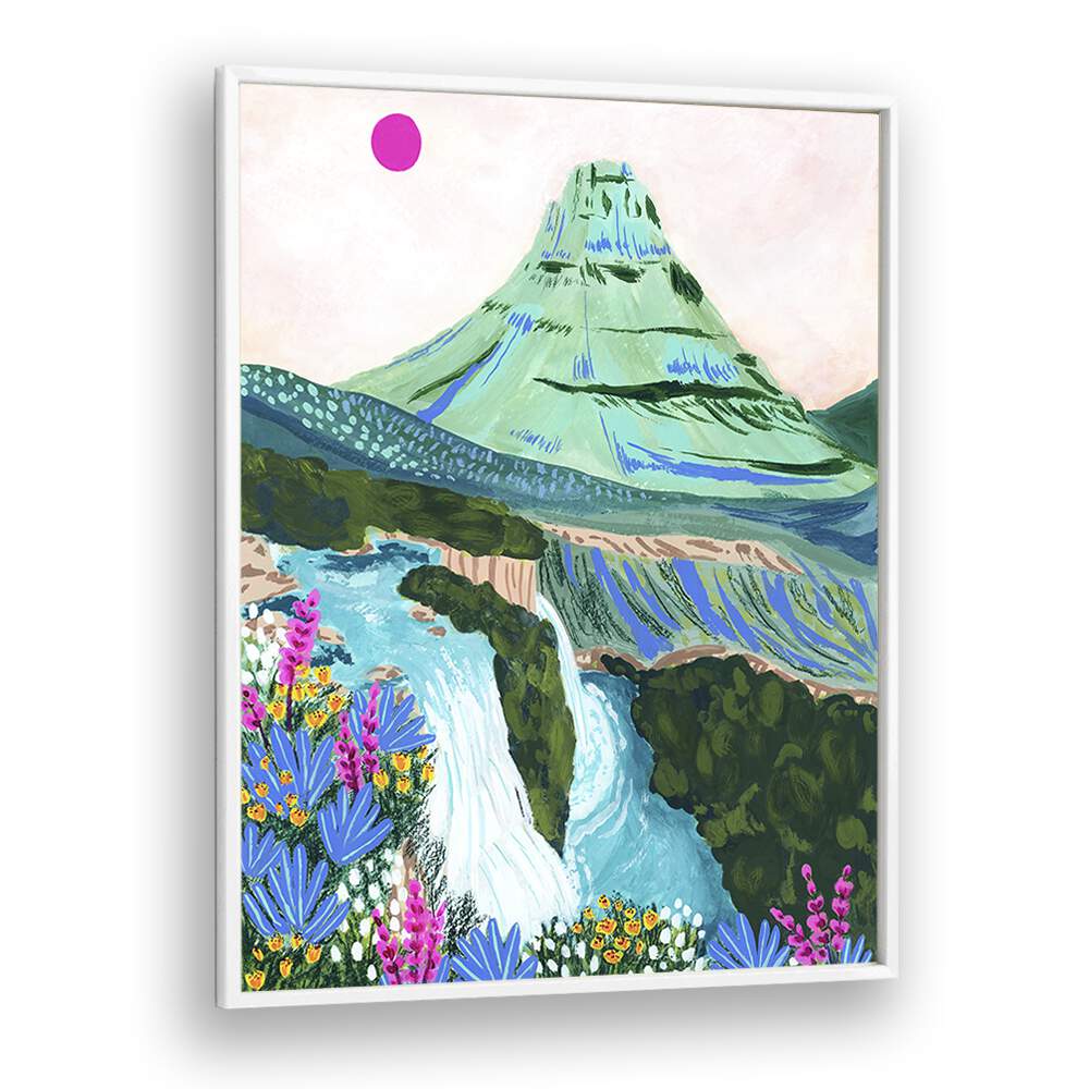 Vibrant KIRKJUFELL, LANDSCAPE PAINTINGS by Sarah Gesek showcase the mountain's beauty in stunning detail.