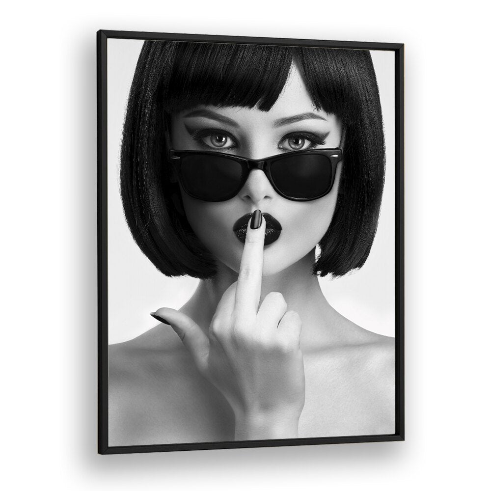 Stylish black and white portrait, "KISS THIS I, PHOTOGRAPHY PRINTS" by David Drake, exuding modern elegance.