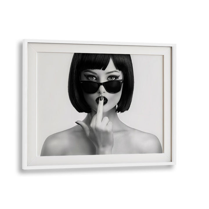 Stunning KISS THIS , PHOTOGRAPHY PRINTS by David Drake, featuring a bold fashion statement in a sleek white frame.