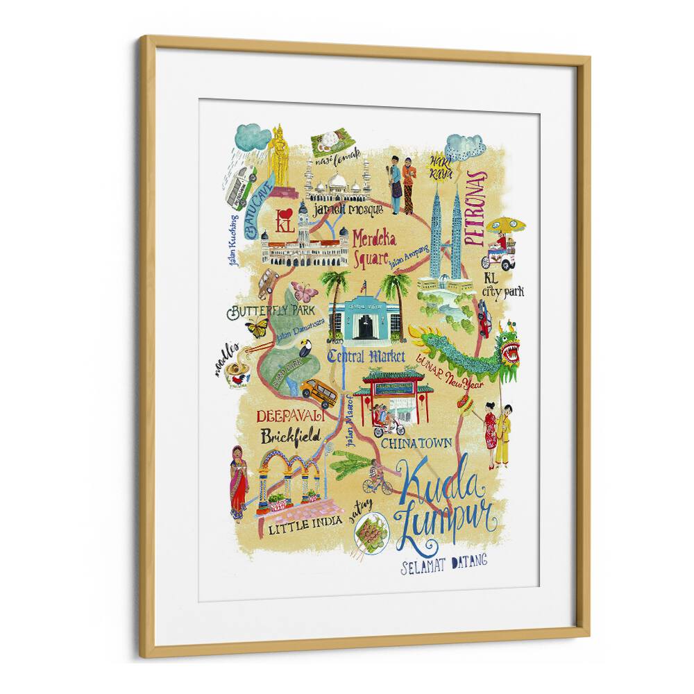 Colorful KUALA LUMPUR, TRAVEL POSTERS by Caroline Bonne Muller showcase the vibrant culture of Malaysia's capital.