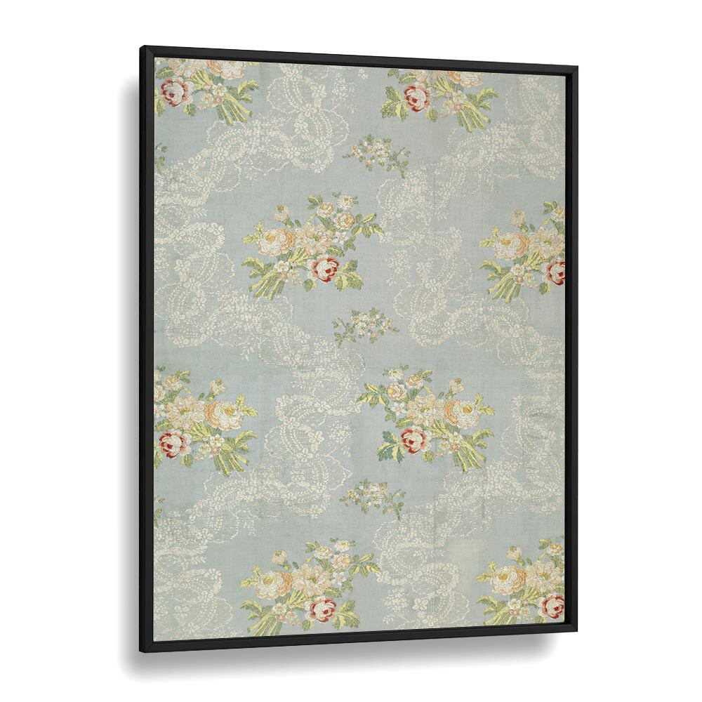 LACE SPRIGS I, FLORAL FLOWER PAINTINGS in a sleek black frame, perfect for enhancing your home decor.