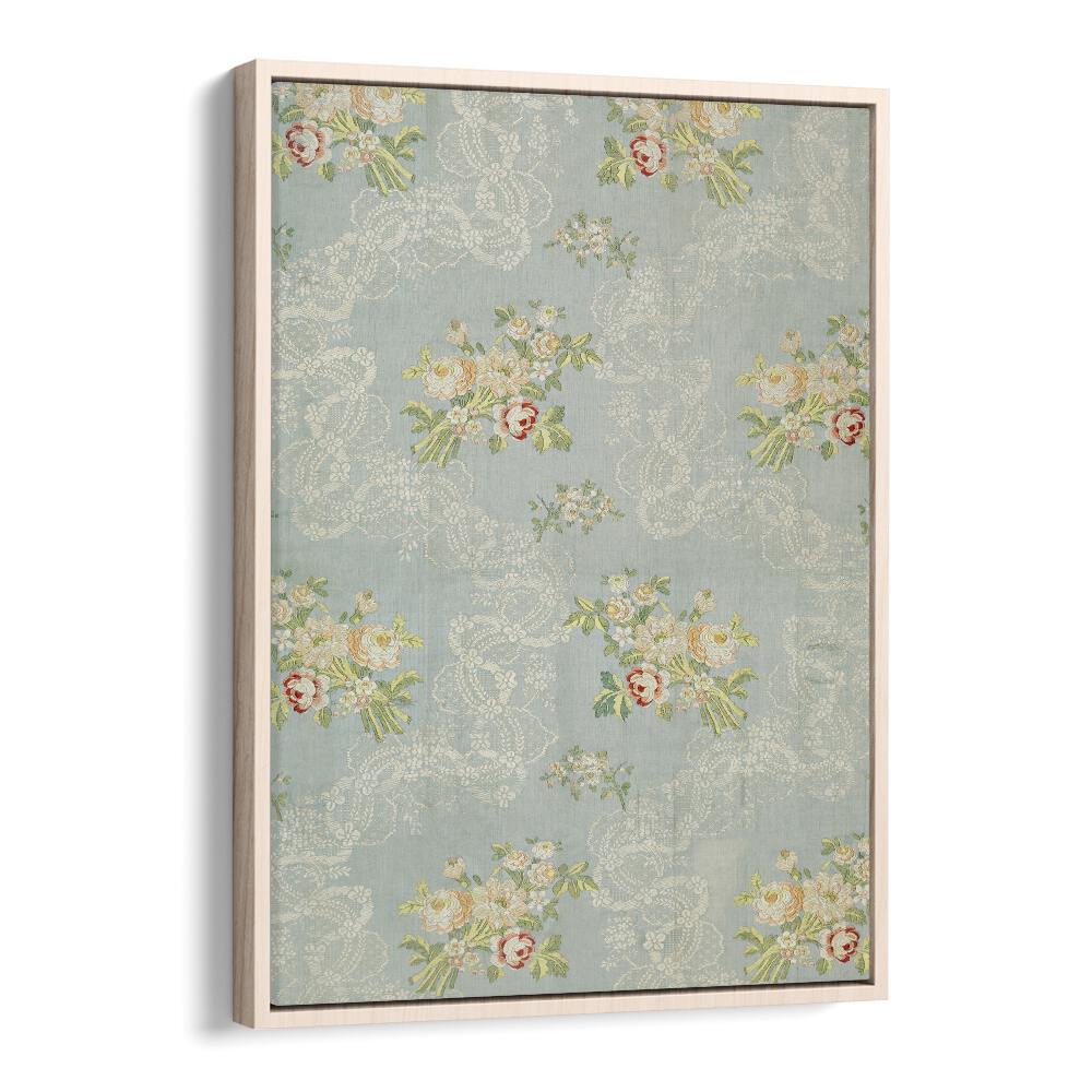 LACE SPRIGS I, FLORAL FLOWER PAINTINGS feature elegant floral designs in a chic oak frame, perfect for home decor.