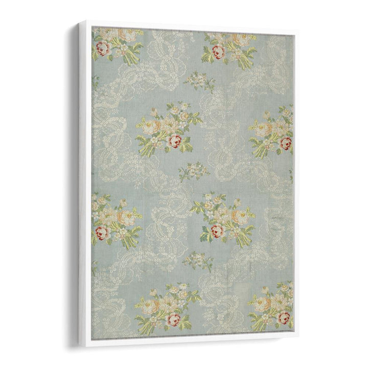 LACE SPRIGS I, FLORAL FLOWER PAINTINGS in a white floater frame, adding elegance to your home decor.