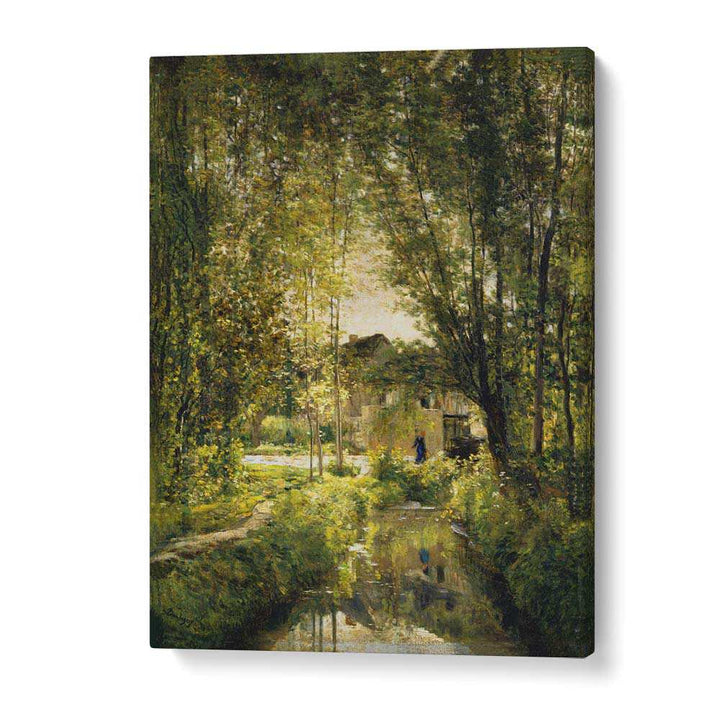 Landscape with a Sunlit Stream, vintage paintings showcasing nature's tranquility and beauty in vibrant hues.