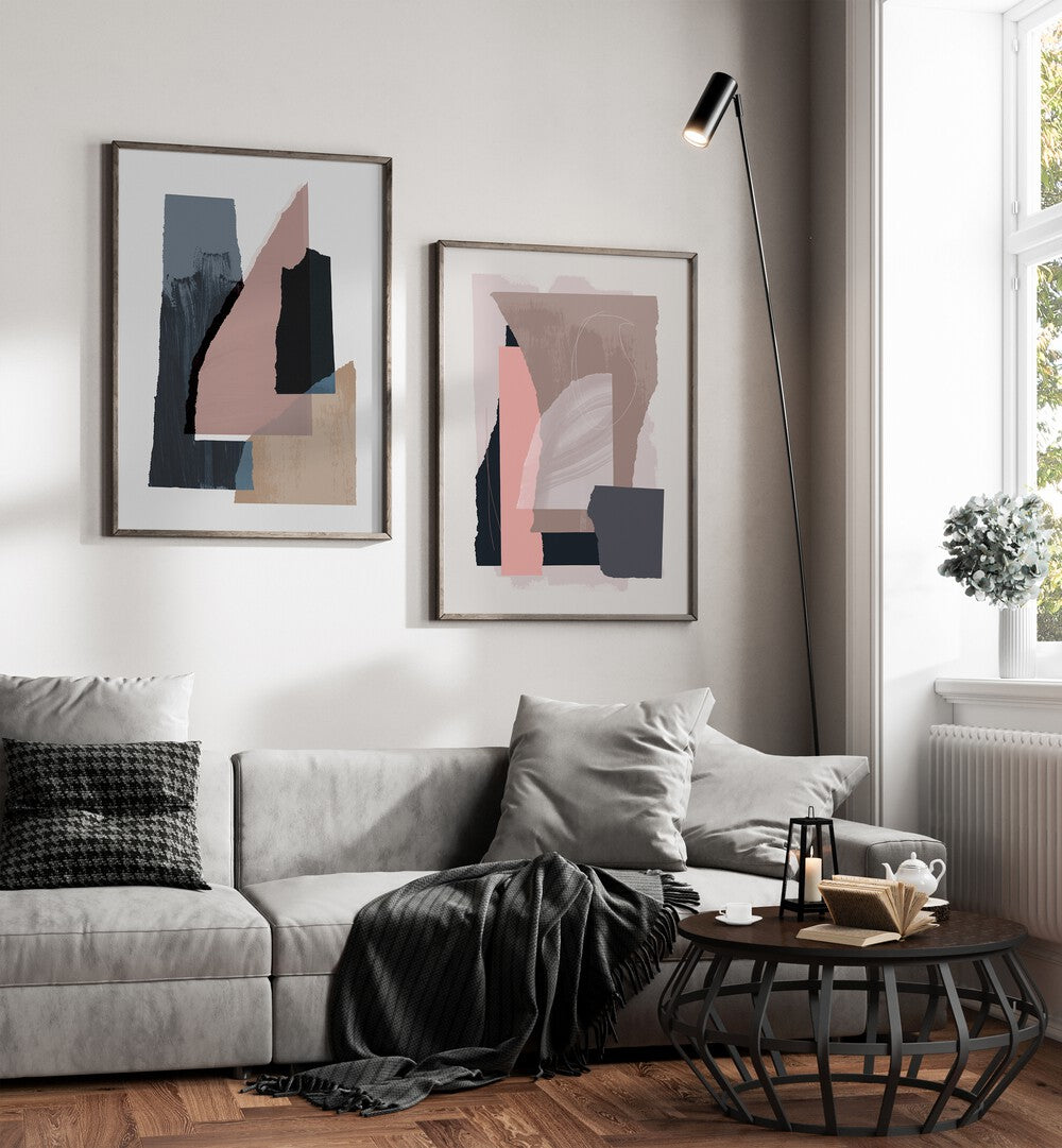 Elevate your decor with the LAYERED PIECES SET, SET OF 2 PAINTINGS, adding sophistication to any living space.