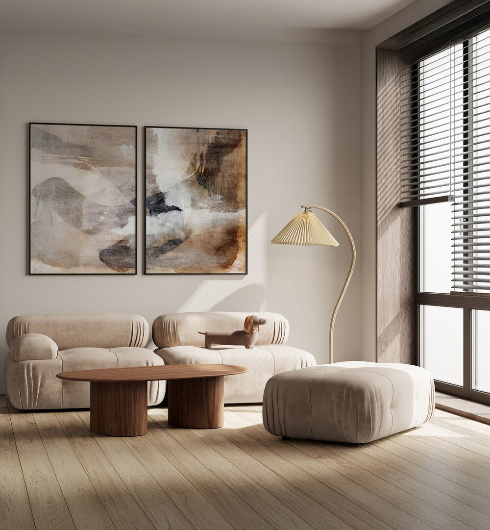 Enhance your decor with the LAYERS SET, SET OF 2 PAINTINGS, perfect for living rooms and modern spaces.