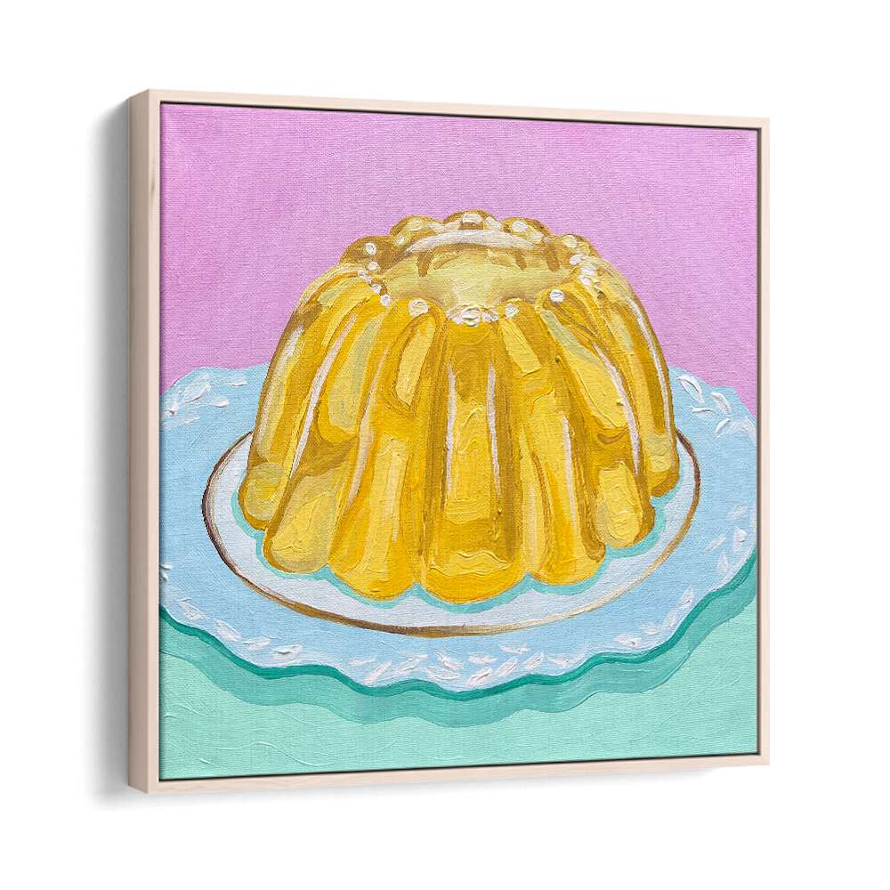 Lemon Jello Bar & Cafe Artwork in Oak Wood Floater Frame