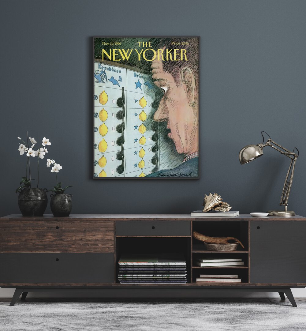 Lemons By Edward Sorel - New Yorker Nov 1996 Artwork Placed on a wall In A Living Room