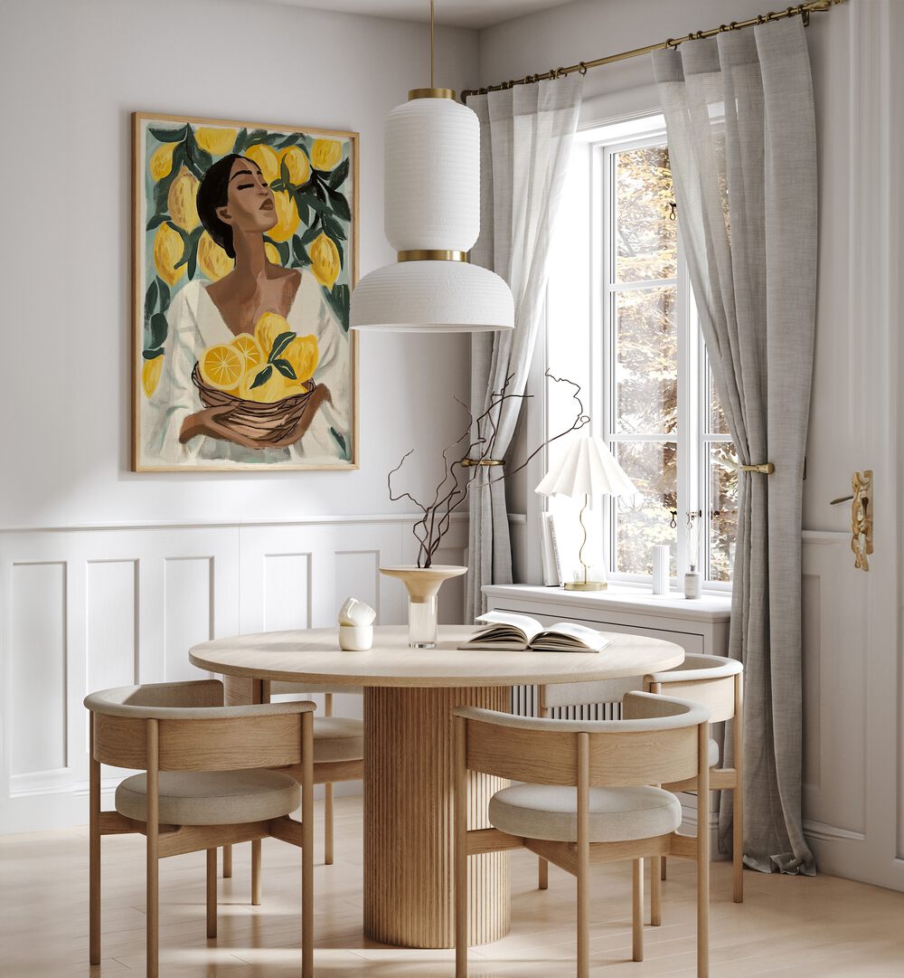 Radiant LEMON TREE, PORTRAITS art print brightens any space with its vibrant Mediterranean charm and warmth.