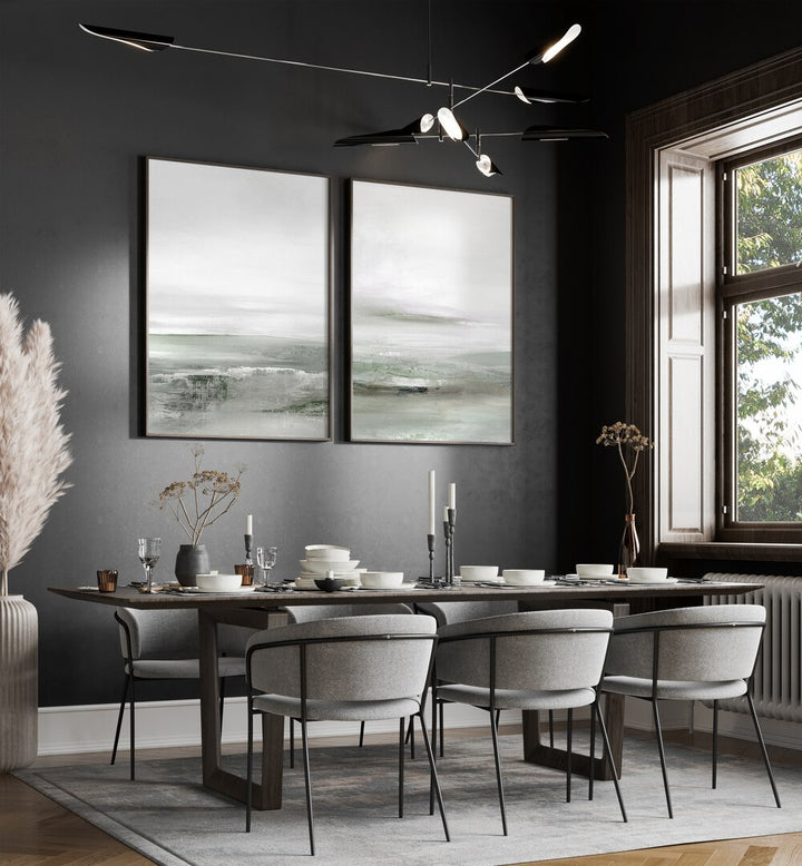 Elevate your space with the LIGHT DAWN SET, SET OF 2 PAINTINGS, showcasing serene pastel hues for tranquility.