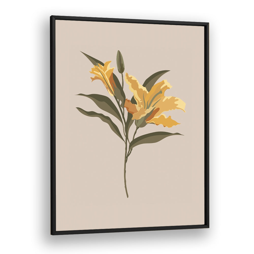LILY FLOWER BOTANICAL ART PRINTS, FLORAL FLOWER PAINTINGS showcase a stunning Stargazer lily in elegant black frame.