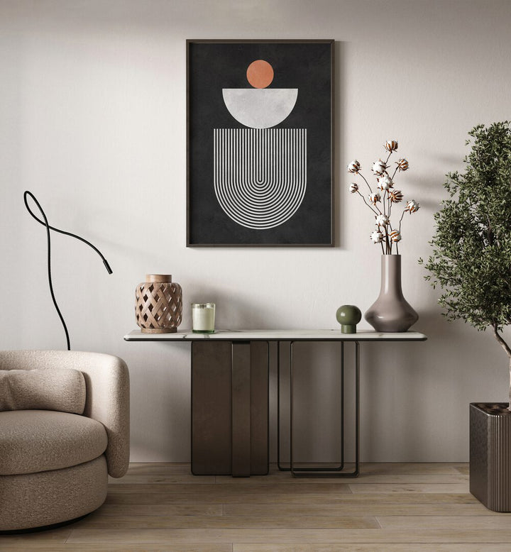 Stylish interior featuring LINES AND CIRCLES VI, GEOMETRIC ART PRINTS, enhancing creativity in your space.