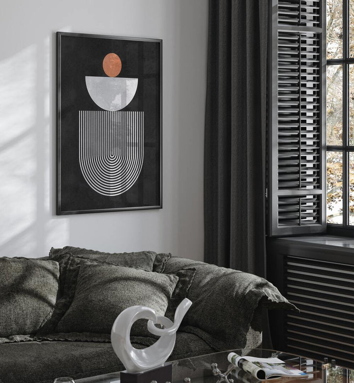 Stylish interior featuring LINES AND CIRCLES VI, GEOMETRIC ART PRINTS, perfect for modern art enthusiasts.