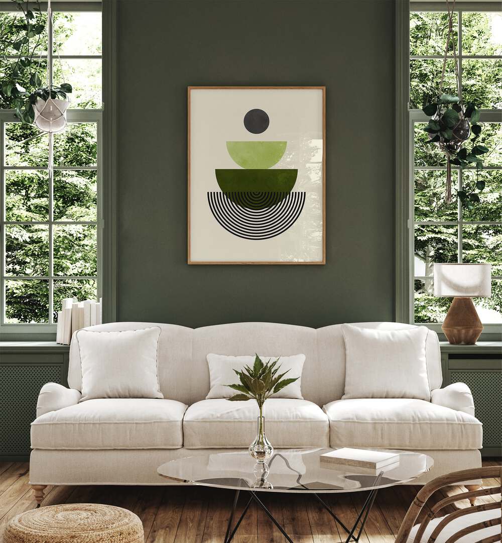 Stylish interior featuring LINES AND CIRCLES V, GEOMETRIC ART PRINTS, enhancing creativity and design in any space.