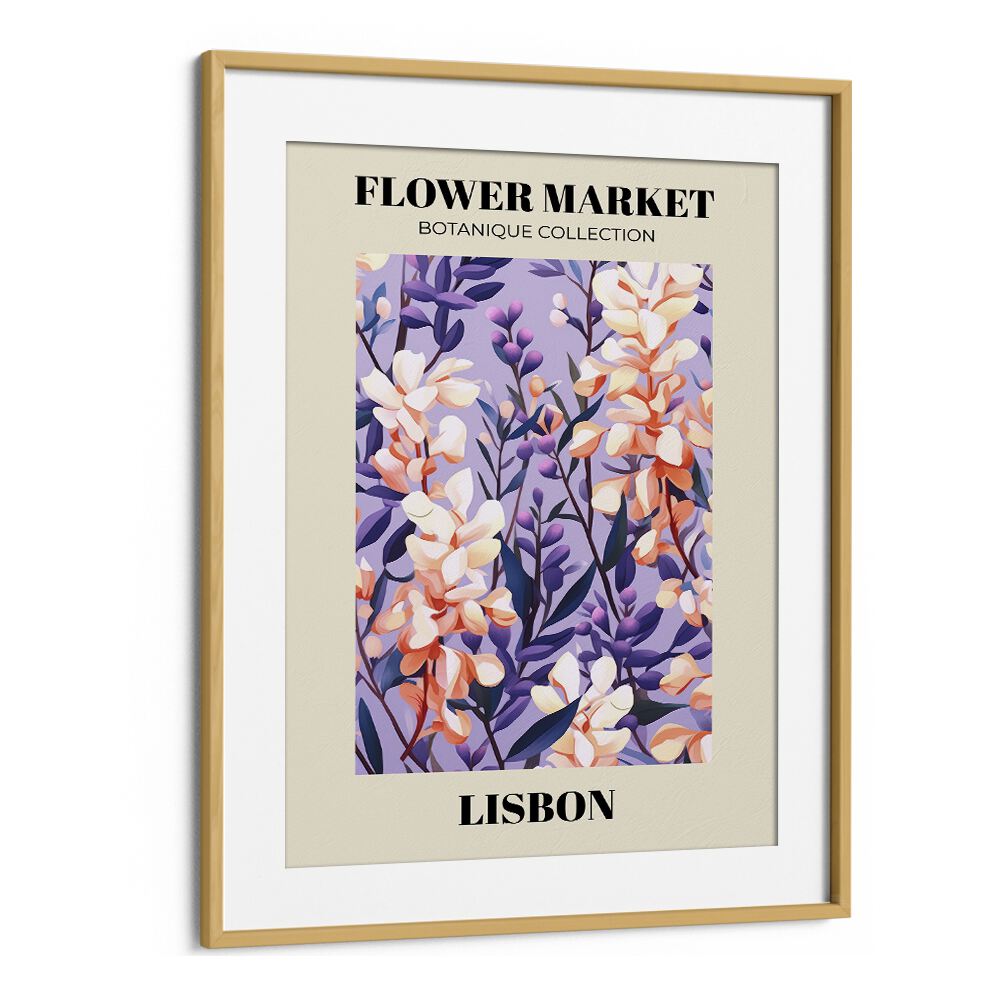 LISBON- FLOWER MARKETO, FLORAL FLOWER PAINTINGS showcasing vibrant botanical art in an elegant oak frame.