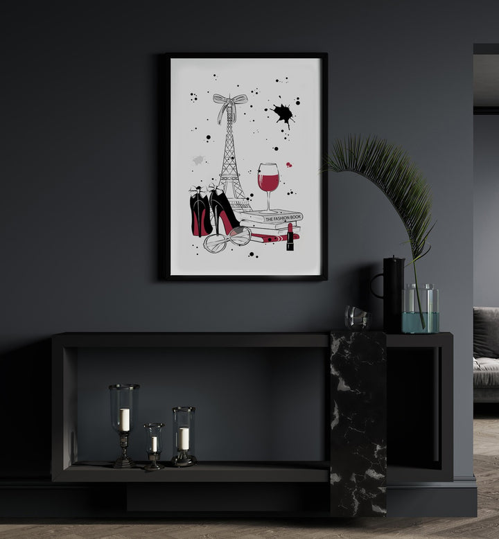 Chic LIVING IN PARIS, FASHION POSTERS by Martina showcase elegance with iconic Parisian elements and stylish accessories.
