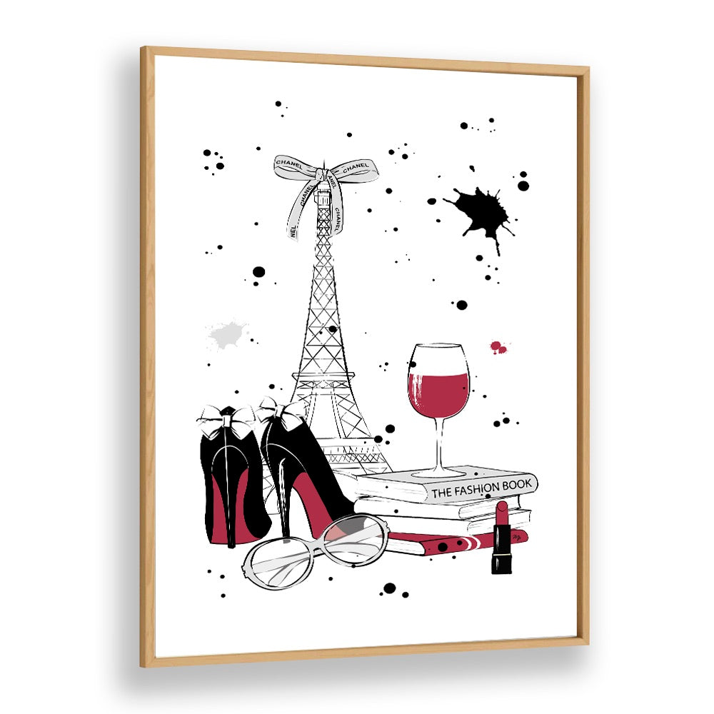 Elegant LIVING IN PARIS, FASHION POSTERS by Martina showcase Parisian allure with chic accessories and the Eiffel Tower.