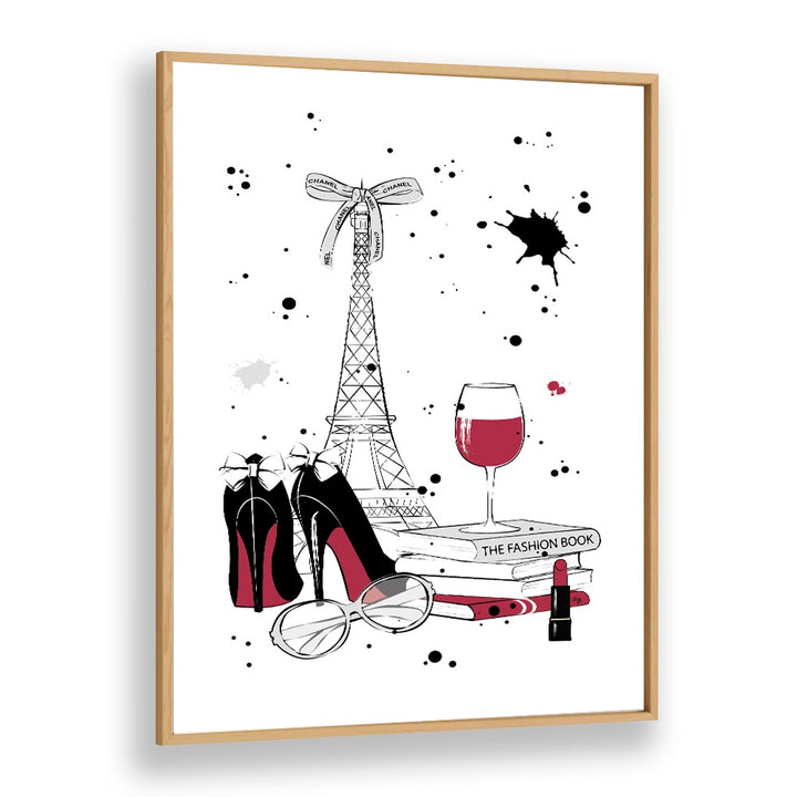 Elegant LIVING IN PARIS, FASHION POSTERS by Martina showcase Parisian allure with chic accessories and the Eiffel Tower.