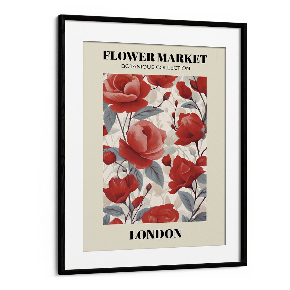 Transform your space with LONDON- FLOWER MARKETO FLORAL FLOWER PAINTINGS featuring vibrant roses in a black frame.