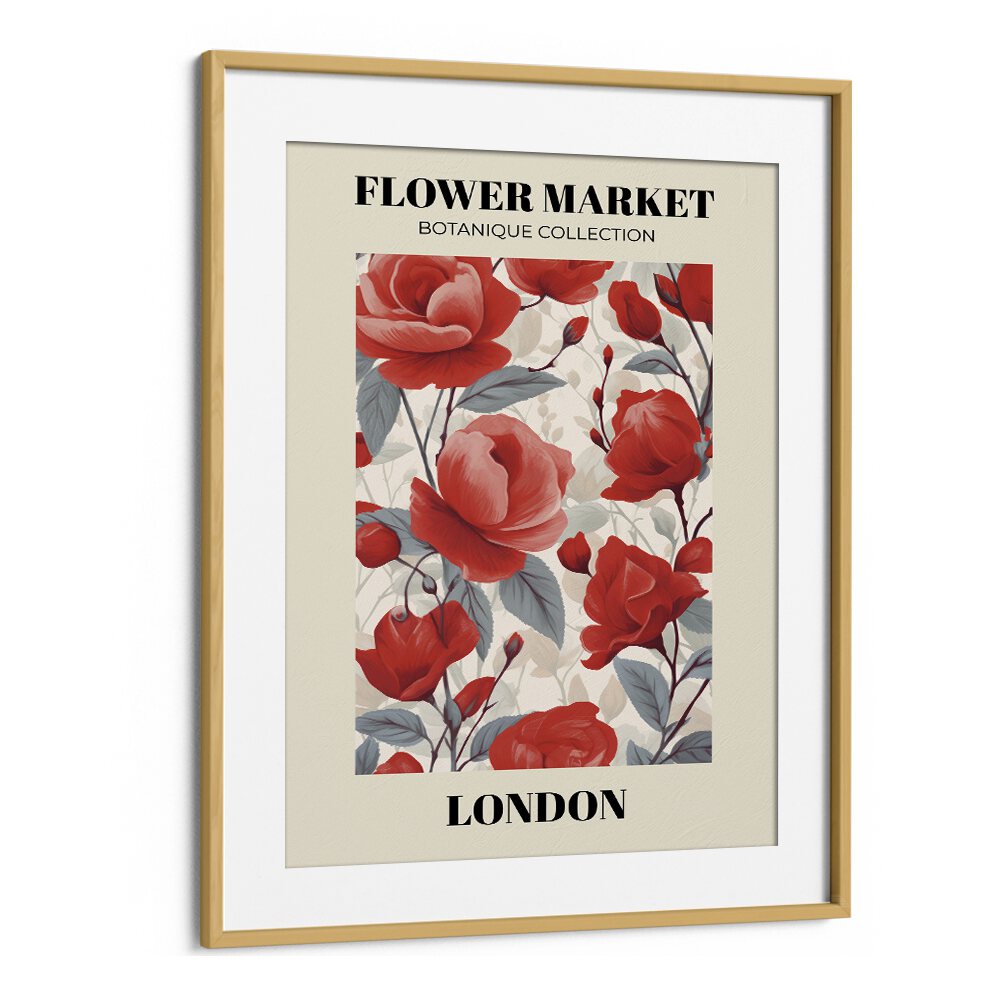 LONDON- FLOWER MARKETO FLORAL FLOWER PAINTINGS showcase vibrant blooms in a chic oak wood frame for stylish decor.
