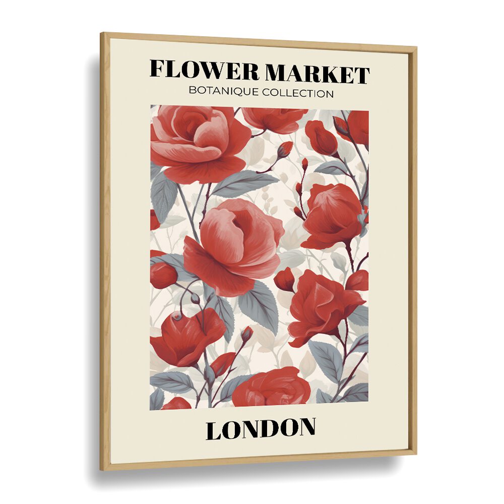 LONDON- FLOWER MARKETO FLORAL FLOWER PAINTINGS showcase vibrant blooms in a stylish oak frame, perfect for home decor.