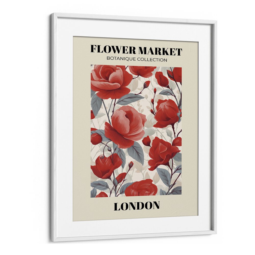 LONDON- FLOWER MARKETO FLORAL FLOWER PAINTINGS in a stylish frame, showcasing vibrant blooms inspired by London's Flower Market.