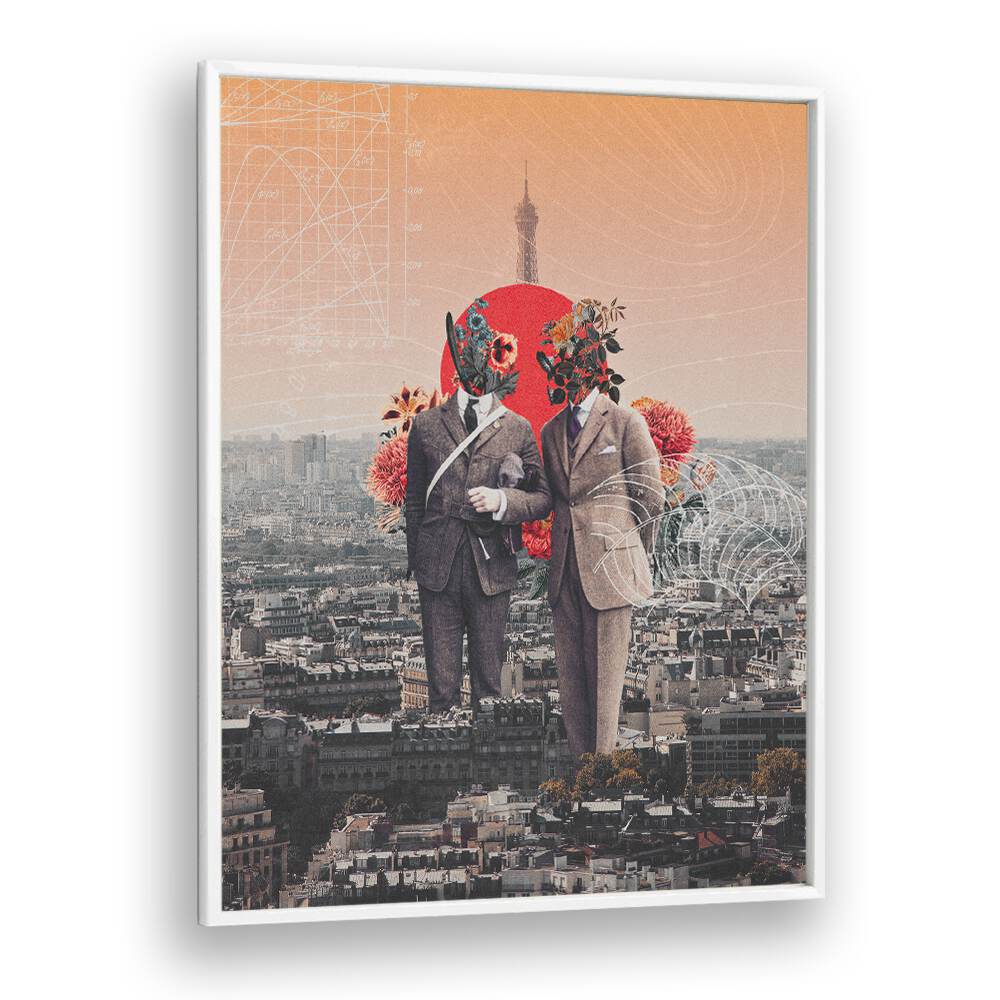 Stunning LOOT MASTERS, SURREAL ART PRINTS featuring elegant figures with floral motifs against a city backdrop.