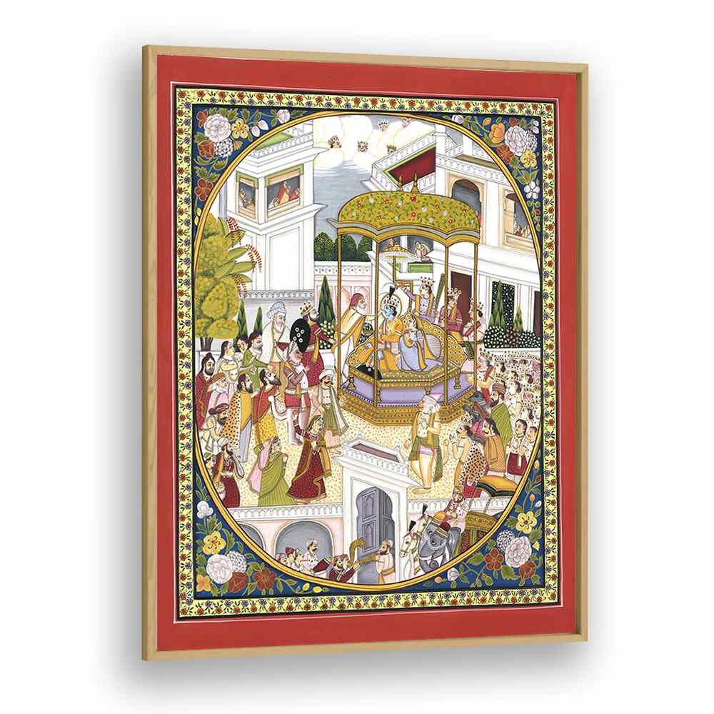 Celebrate the grandeur of LORD RAMA CORONATION, INDIAN ART PAINTINGS capturing Lord Rama's crowning moment in Ayodhya.