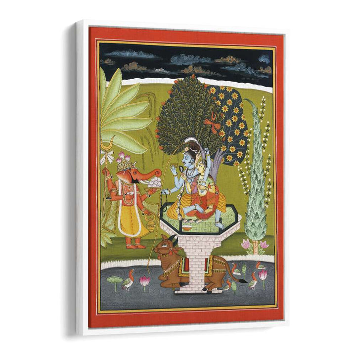 LORD SHIVA WITH SHRI GANESHA, INDIAN ART PAINTINGS brings serenity and spirituality to your home decor.