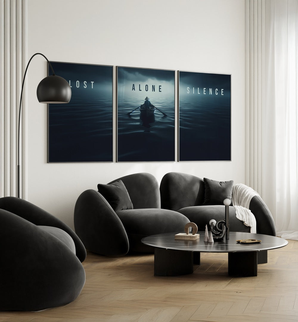 Transform your space with the LOST IN SILENCE SET, SET OF 3 PAINTINGS, evoking tranquility and introspection.