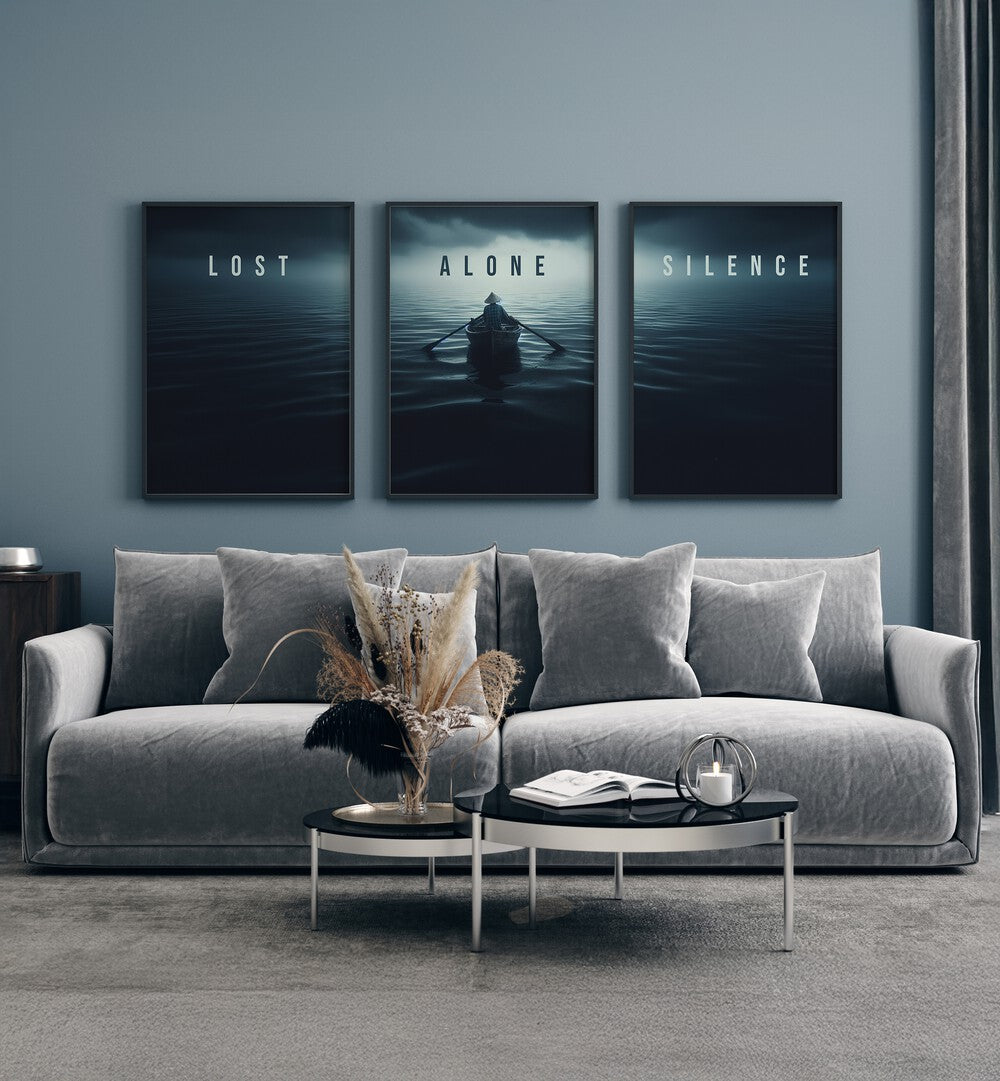 Transform your space with the LOST IN SILENCE SET, SET OF 3 PAINTINGS, evoking tranquility and introspection.