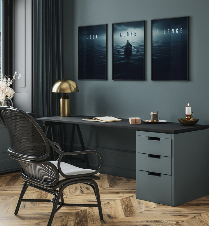 Transform your space with the LOST IN SILENCE SET, SET OF 3 PAINTINGS, evoking tranquility and introspection.