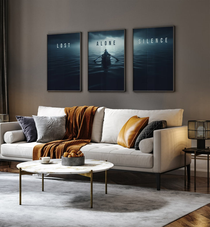 Transform your space with the LOST IN SILENCE SET, SET OF 3 PAINTINGS, evoking tranquility and introspection.