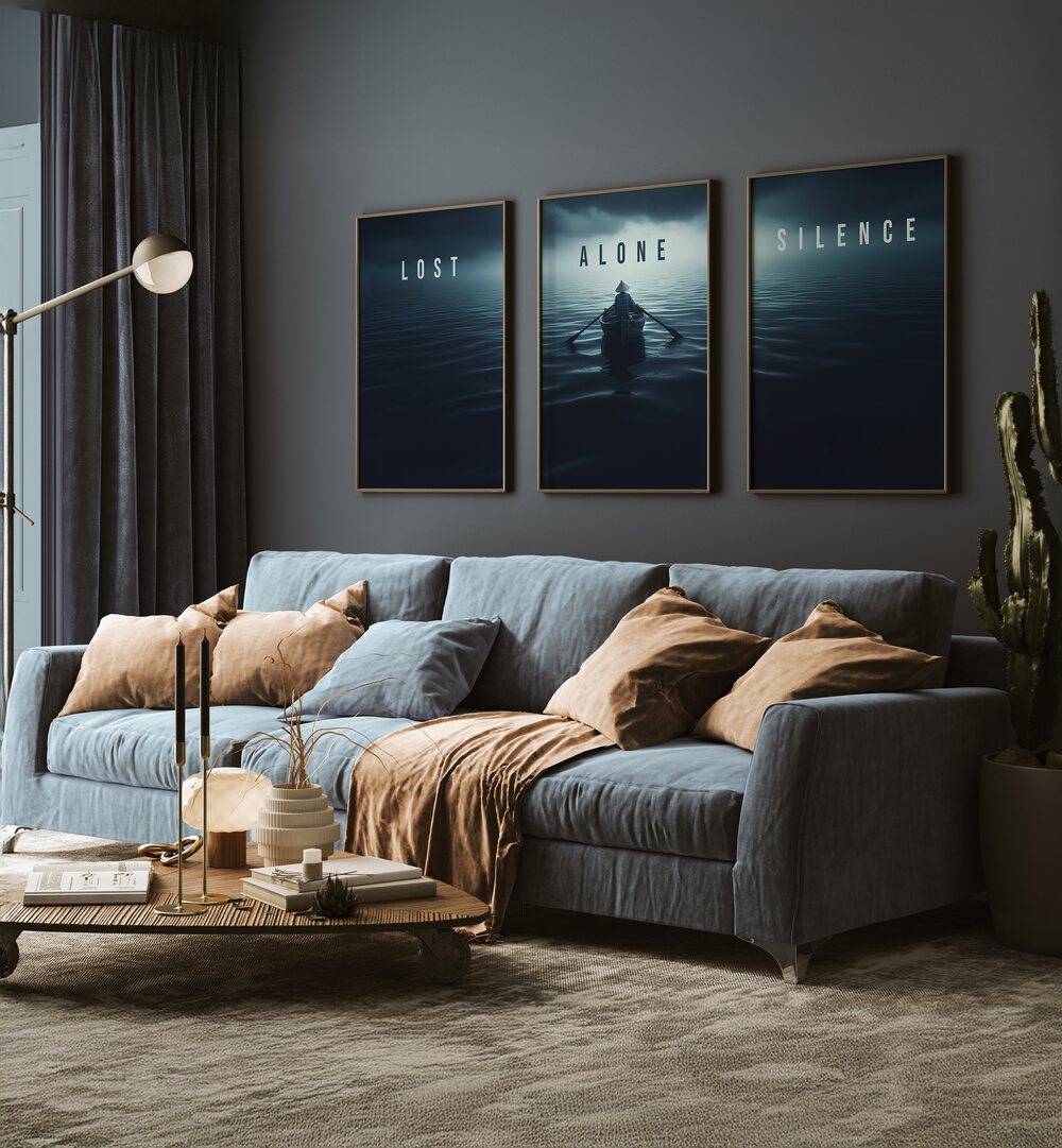 Enhance your decor with the LOST IN SILENCE SET, SET OF 3 PAINTINGS for a tranquil and serene living space.