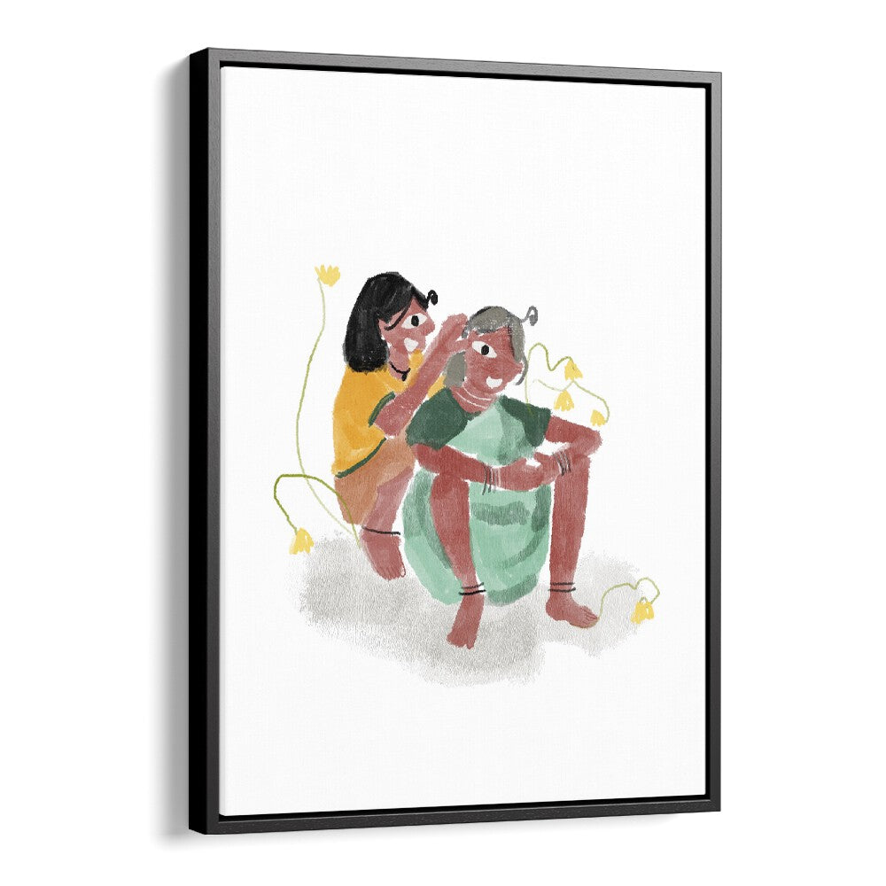 Love As We See By Shreya Roy Chowdary, Indian Art Paintings Artwork in Black Floater Frame