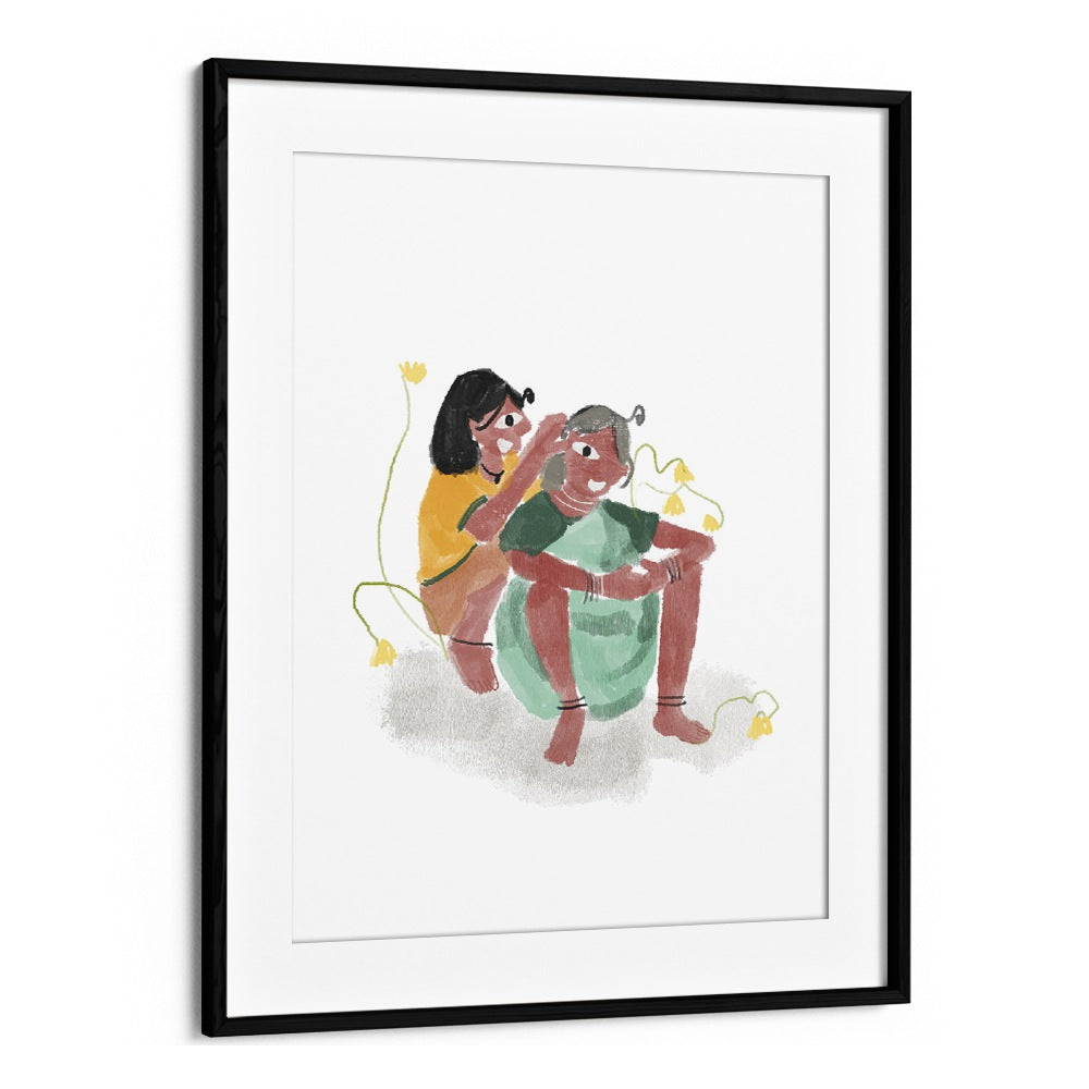 Love As We See By Shreya Roy Chowdary, Indian Art Paintings Artwork in Black Frame With Mount